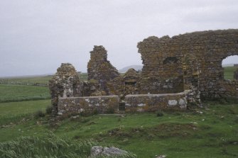 Copy of colour slide showing detail of an arch; Teampull na Trionaid, Carinish, North Uist
NMRS Survey of Private Collection 
Digital Image Only