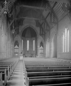 Interior - view looking towards pulpit, organ and alta, showing hammerbeam roof
