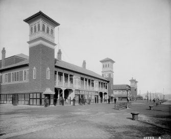 View of Princes Pier railway station central entrance block, Greenock. 
Closed to passengers in 1959.