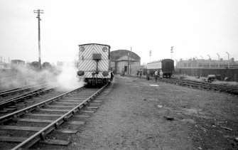 View from S showing SSEB locomotive no. 3 with goods shed in background