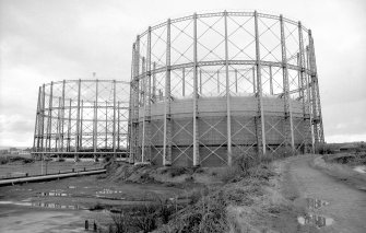 View from ENE showing N gasholder with S gasholder in background