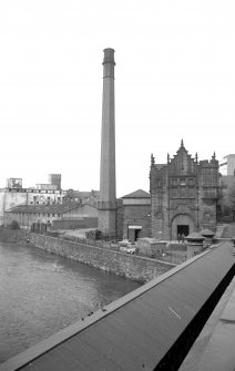 General view from ESE showing chimney and ESE front of works with part of sewar aqueduct in foreground