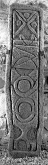 Kilberry, carved-stone shelter.
General view of geometrically ornamented stone (25).