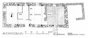 Auchindrain, Building D.
Photographic copy of plan showing original and second period building.