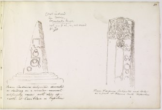 Annotated drawing of symbol stone from album, page 38.  Digital image of AND/813/1/P.