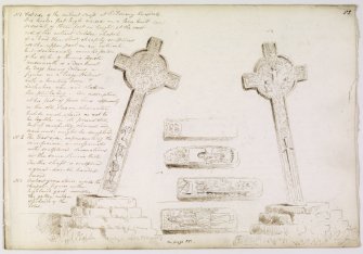 Kilmory Knap, Chapel.
Cross and grave-slabs.
Copy of drawings and text.  Digital image of AGD/791/1/P.