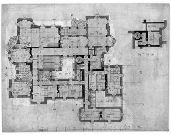 Principal floor plan, with measurements.
Ink and wash. Scale 1/8".
Scanned image of AGD 41/25 P.