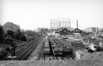 General view looking NNE showing sawmills with gasholder in background