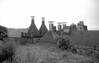View from WNW showing kiln vents of Ravenscraig Maltings