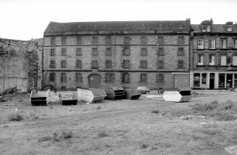 View from WSW showing WSW front of numbers 44-45 Water Street with part of number 1 Queen Charlotte Street on right