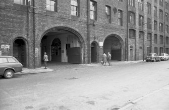 View from NW showing main entrances on WNW front (Wesleyan Street front)