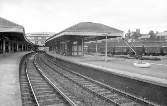 View from NE showing down platform building with part of up platform building on left and booking office in background