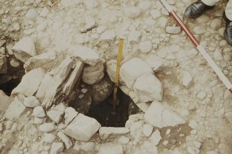 Copy of colour slide showing detail of excavations at Cullykhan, Castle Point, Troup, Banffshire stake holes?
NMRS Survey of Private Collection
Digital Image only