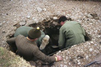 Copy of colour slide showing view of excavations at Cullykhan, Castle Point, Troup, Banffshire
excavation in progress
NMRS Survey of Private Collection
Digital Image only