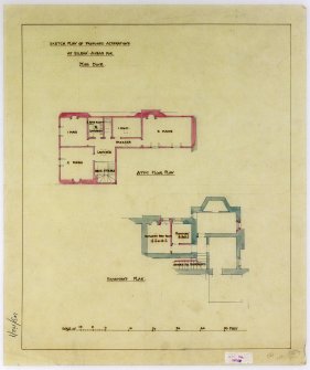 Proposed alterations for basement and attic floor plans (W L Carruthers).
