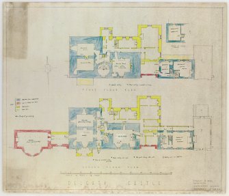 Scanned image of drawing showing plan of ground and first floor.