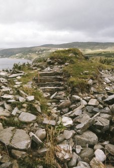 Copy of colour slide showing detail of vitrified fort at Dun Lagaidh nr Ullapool, Highland- stairway in thickness of wall
NMRS Survey of Private Collection
Digital Image only