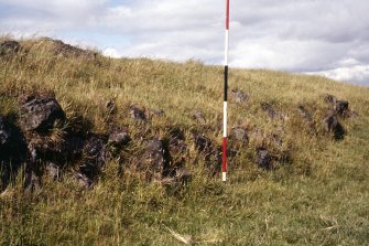 Copy of colour slide showing detail of Duncarnock Hill Fort, Renfrewshire; detail of main wall on west side
NMRS Survey of Private Collection
Digital Image only