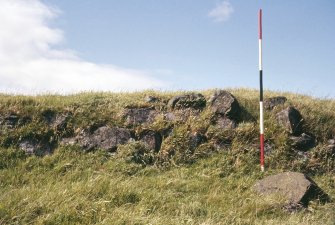 Copy of colour slide showing detail of Duncarnock Hill Fort, Renfrewshire; detail of main wall on west side nearer trig point
NMRS Survey of Private Collection
Digital Image only
