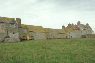 Scar Steading: General view showing boiler house, threshing mill, granary and house from W.
Digital image of D 3349 CN