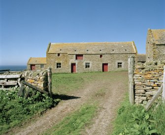 View of threshing barn through gate to S.
Digital image of D 23605