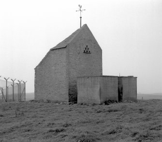 View of dovecot (or doocot) from NE, with water storage tanks in front.
Digital image of D 3413