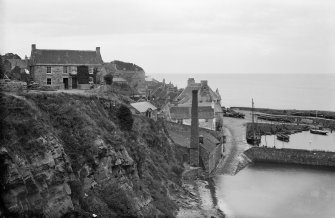 Crail, Shoregate, Gasworks and Harbour. View from west.
