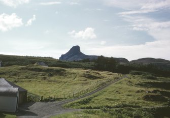 Copy of colour slide showing view of Hill Fort, Sgurr of Eigg - distant view from Galmisdale road
NMRS Survey of Private Collection
Digital Image only