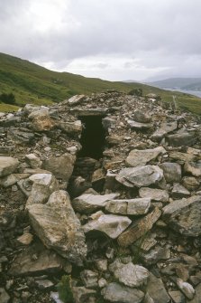 Copy of colour slide showing detail of Semi Broch, Rhiroy, Loch Broom Highland.  Gallery in thickness of wall
NMRS Survey of Private Collection
Digital Image only