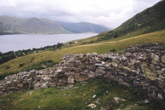 Copy of colour slide showing detail of Semi Broch, Rhiroy, Loch Broom Highland. Interior looking towards entrance and blocked entrance to Gallery
NMRS Survey of Private Collection
Digital Image only