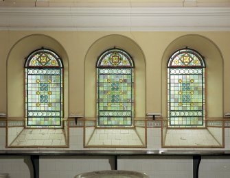Interior view of stained glass windows in north west wall of dairy
Digital image of IN 1620 CN