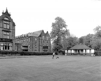 Glasgow, Gartloch Road, Gartloch Hospital.
View of bowling green and pavilion from North-West.
Digital image of B/4636