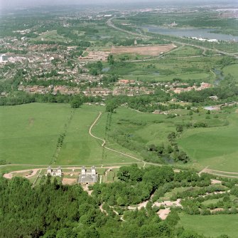 General aerial view of Chatelherault and Hamilton Mausoleum, taken from the SSE.
Digital image of C 76872/CN.