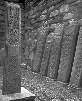 Kilmory, Chapel.
General view of carved stones.