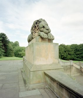 Lion sculpture at a mausoleum in Hamilton Low parks