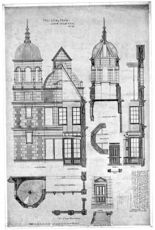 Plans, section and elevations including details of East wing.
Scanned image of E 10999.


