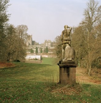 View of statue of Jupiter with Drummond Castle in the distance. From South West.
Digital image of D 47416 CN.