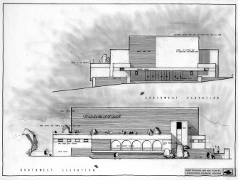 Proposed elevations for the Cragburn Pavilion, Gourock.
Scanned image of E 26442.