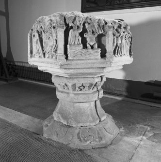 View of font in Fowlis Easter Church.