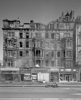 View of south elevation after blaze, 113-117 Princes Street, Edinburgh.