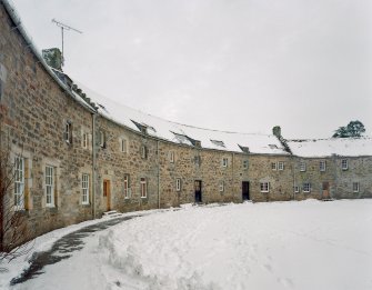 View of Gordonstoun House internal court in the snow, from South East