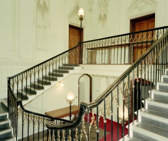 Taymouth Castle.  Main staircase hall, view of stair from half-landing to North West.
Digital image of D/21768/cn
