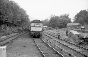 View from SSE showing Fort William - Glasgow train approaching