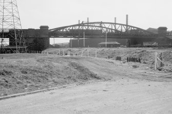 View from NNW showing bridge with Parkhead Forge chimneys in distance