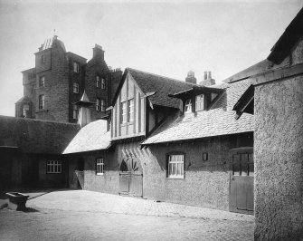 Photographic view of stables from outside the courtyard, inscribed 'Stables.  Troon.  Marine Hotel.  James Salmon F.R.I.B.A., 48 Jane St, Glasgow'.
Signed 'Annan 6.251'.