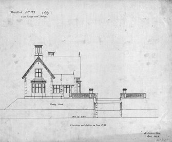 Argyll, Kilmartin, Poltalloch House. Gate Lodge and Bridge.
Photographic copy of elevation and section of gate lodge and bridge.
Digital image of AGD/21/20/P