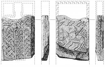 Face, reverse and side-panels of Kirriemuir cross-slab no 3.

