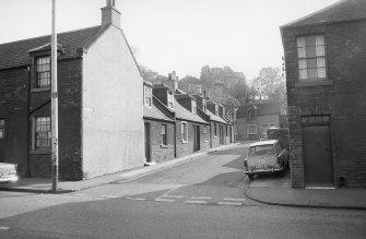 View from NNW showing WSW fronts of nos 1 - 6 Wardie Square and part of NNW fronts of nos 112 and 113 Lower Granton Road
