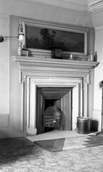 Interior.
View of fireplace with landscape overmantel (?Nories)
Digital image of B 38801.