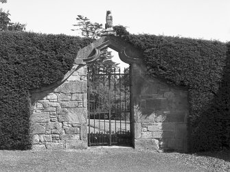 View of garden gate from south.